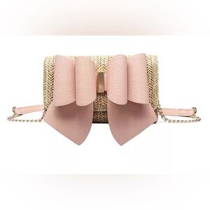 Like Dreams Pink Bow Bonnie Straw Crossbody